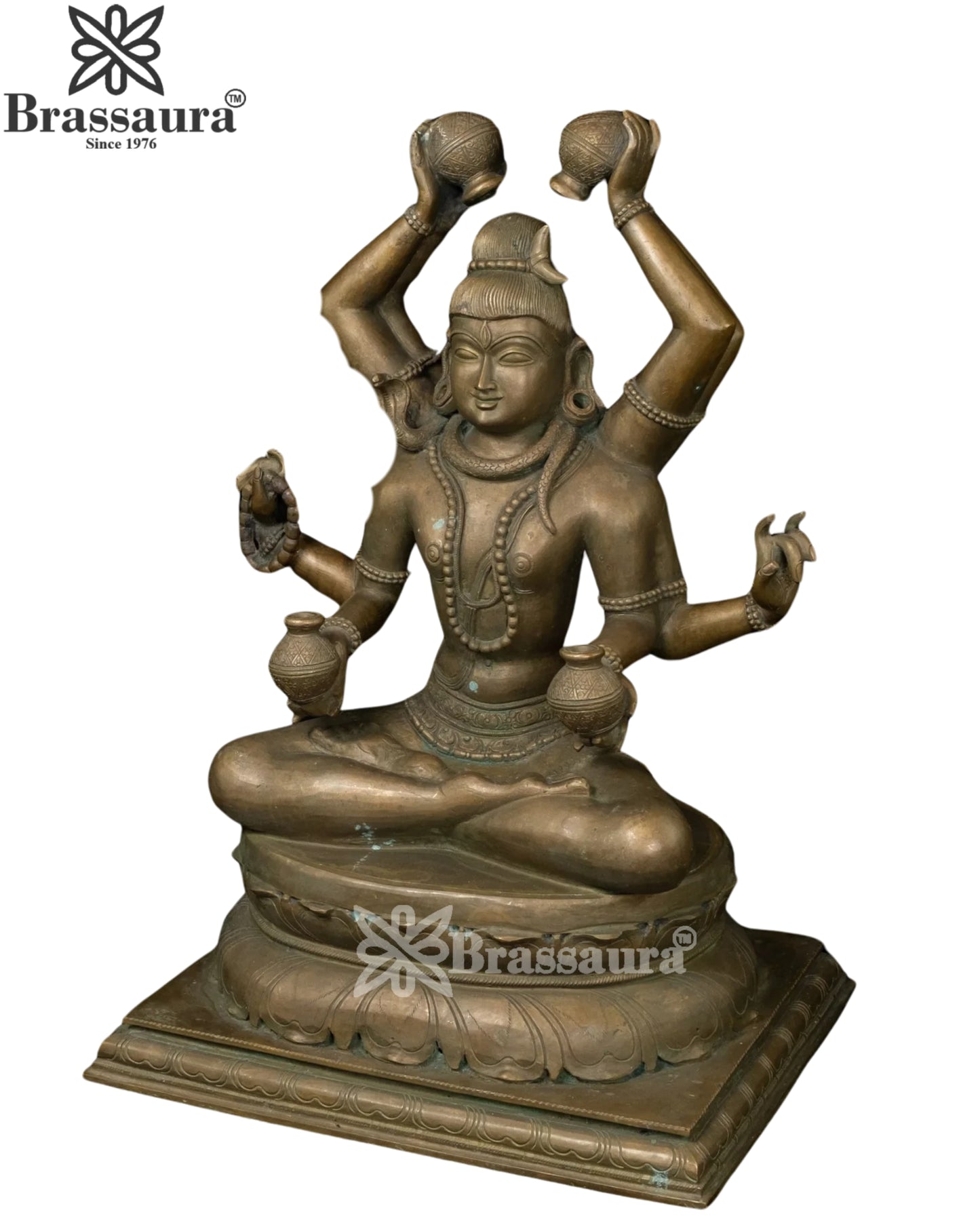 Bronze Antique Lord Mrityunjaya Shiva Statue Weight 56 Kg And Height 24 Inch