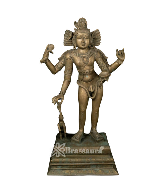 Bronze Antique Lord Bhikshatana Shiva Statue Weight 37 Kg And Height 30 Inch