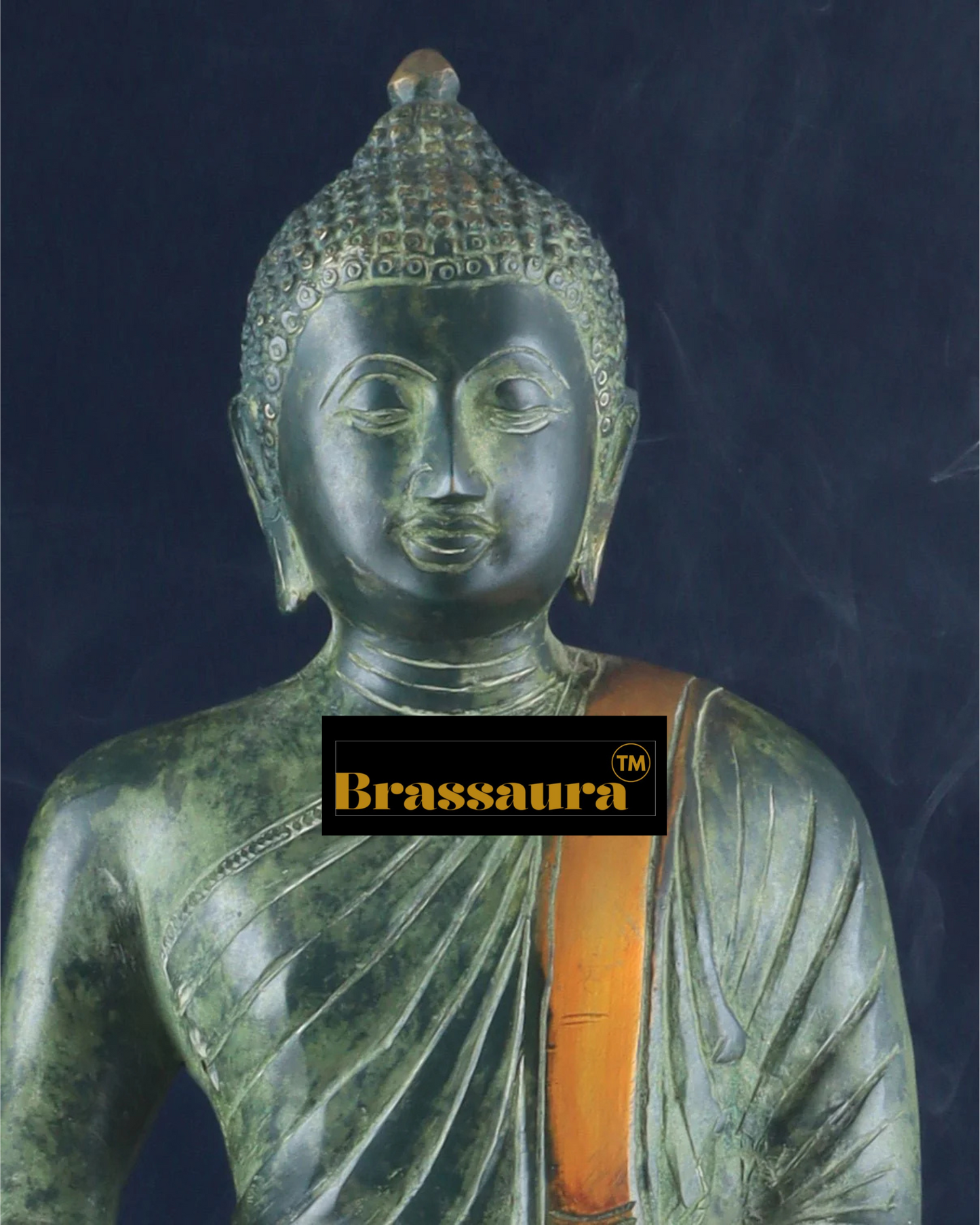 Brassaura™ Pure Brass Blessing Buddha Idol – Height 15 Inches, Weight 7.43 Kgs