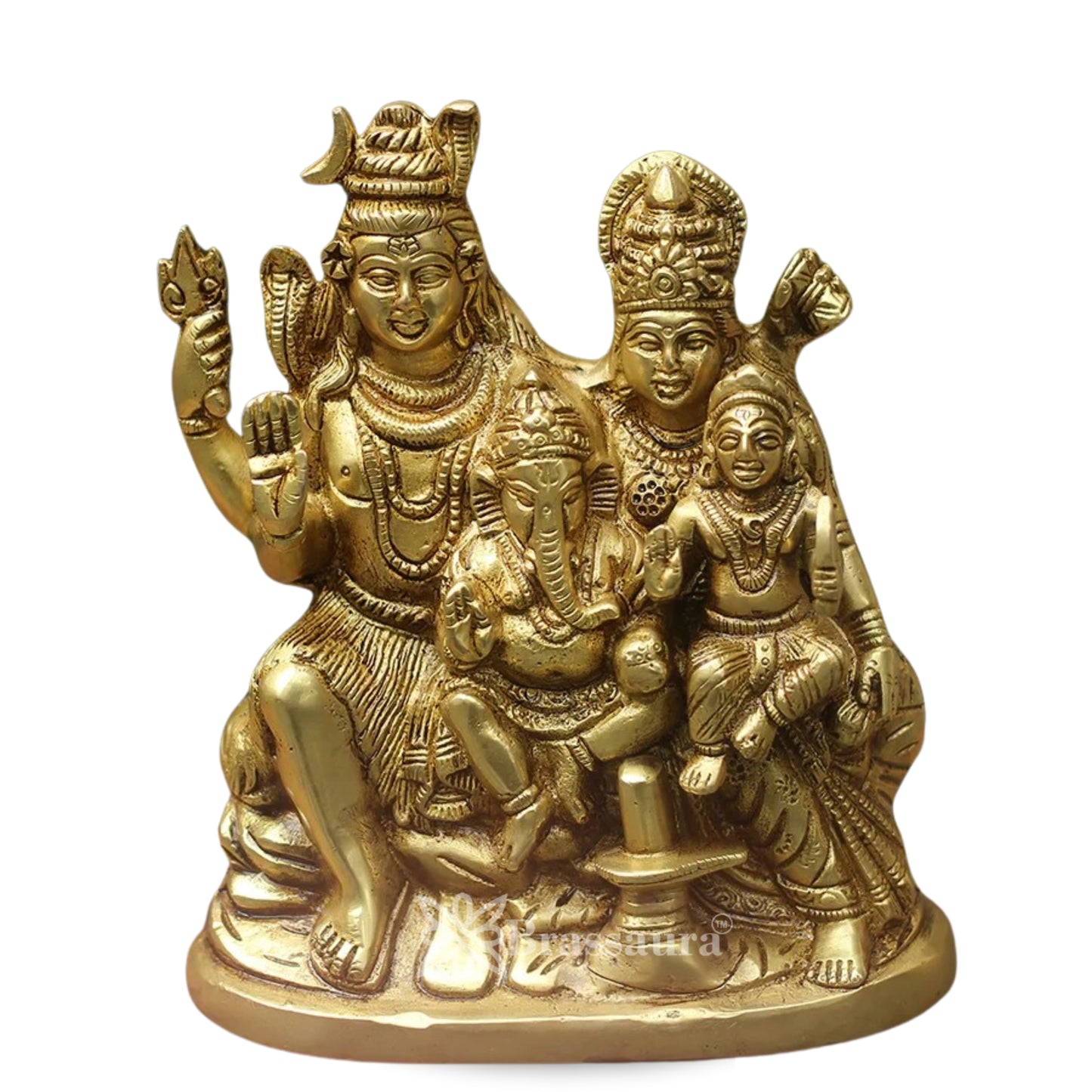 पीतल की बेहतरीन भगवान शिव परिवार की मूर्ति का वज़न 3.4 किलोग्राम और ऊँचाई 8 इंच है