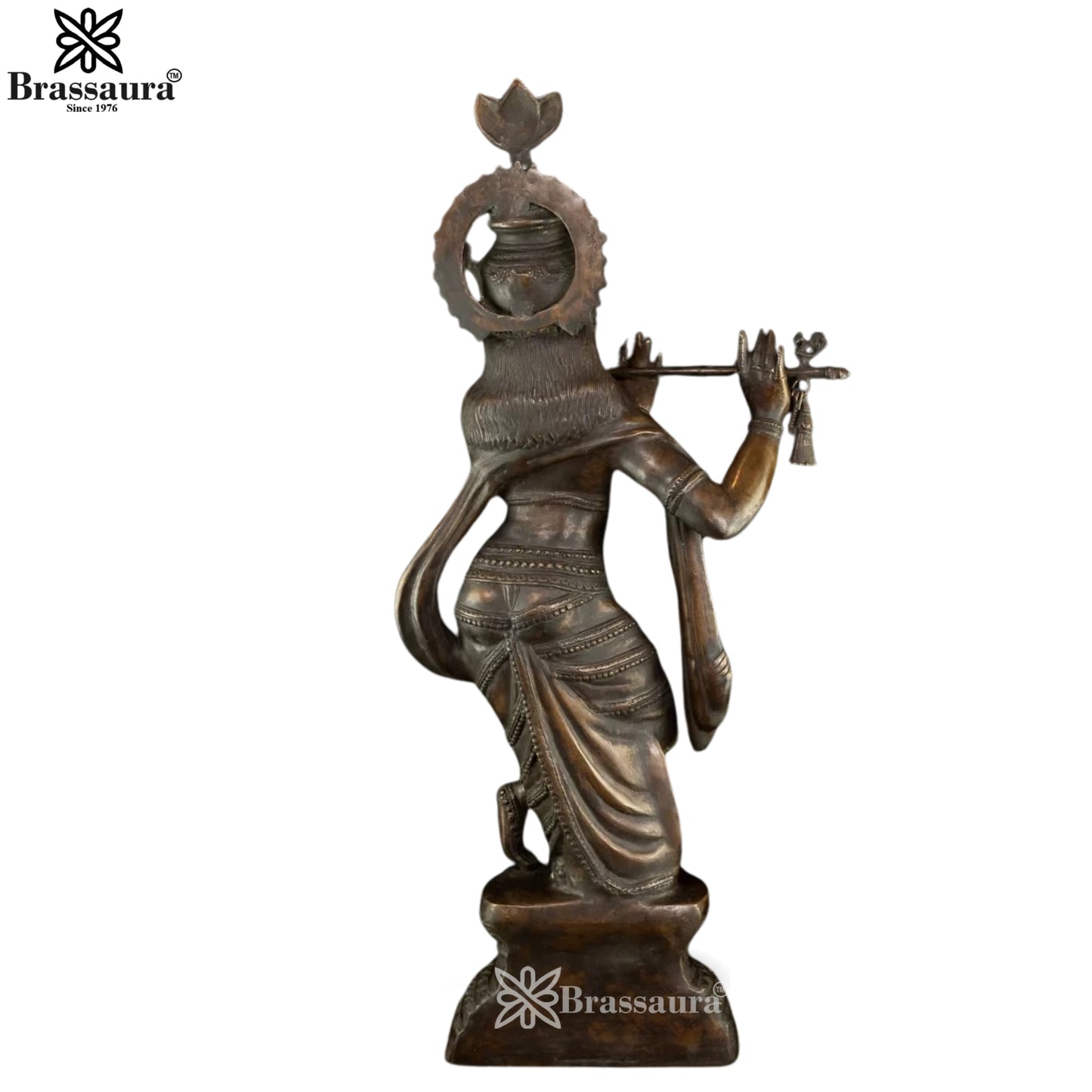 Brass Antique Krishna Murti Weight 23 Kg And Height 35.5 Inch