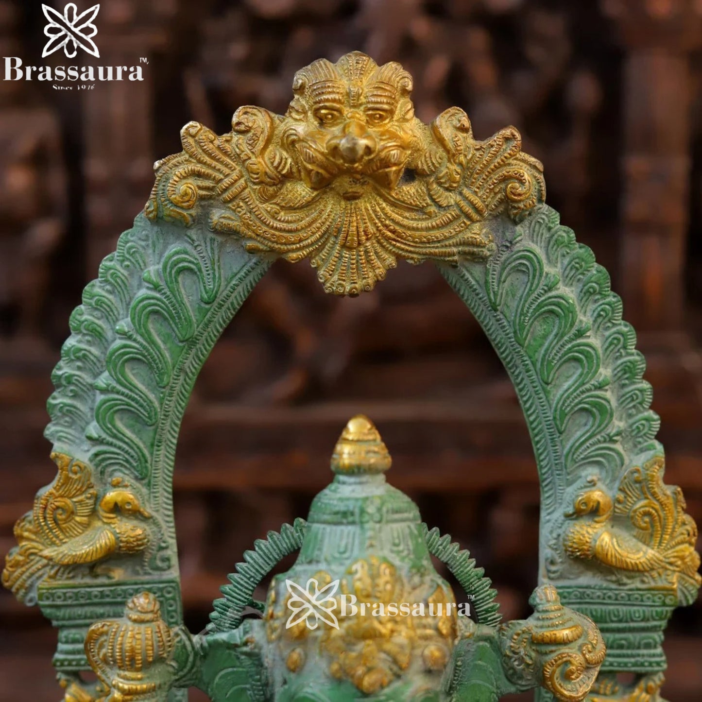 Brass Ring Ganesha Weight 10.2 Kg & Height 17 Inch