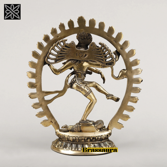Brassaura™ Brass Nataraja Idol – 12 inch Height | 3.2 kg | Shiva Dancing on Apasmara | Handcrafted Spiritual Statue for Home & Temple Decor