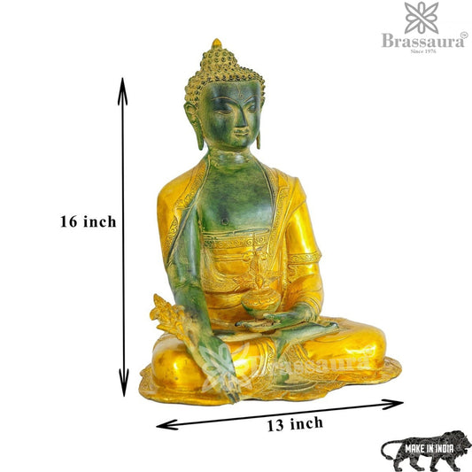Brass Bhumisprasa Buddha Weight 10 kg & Height 16 Inch