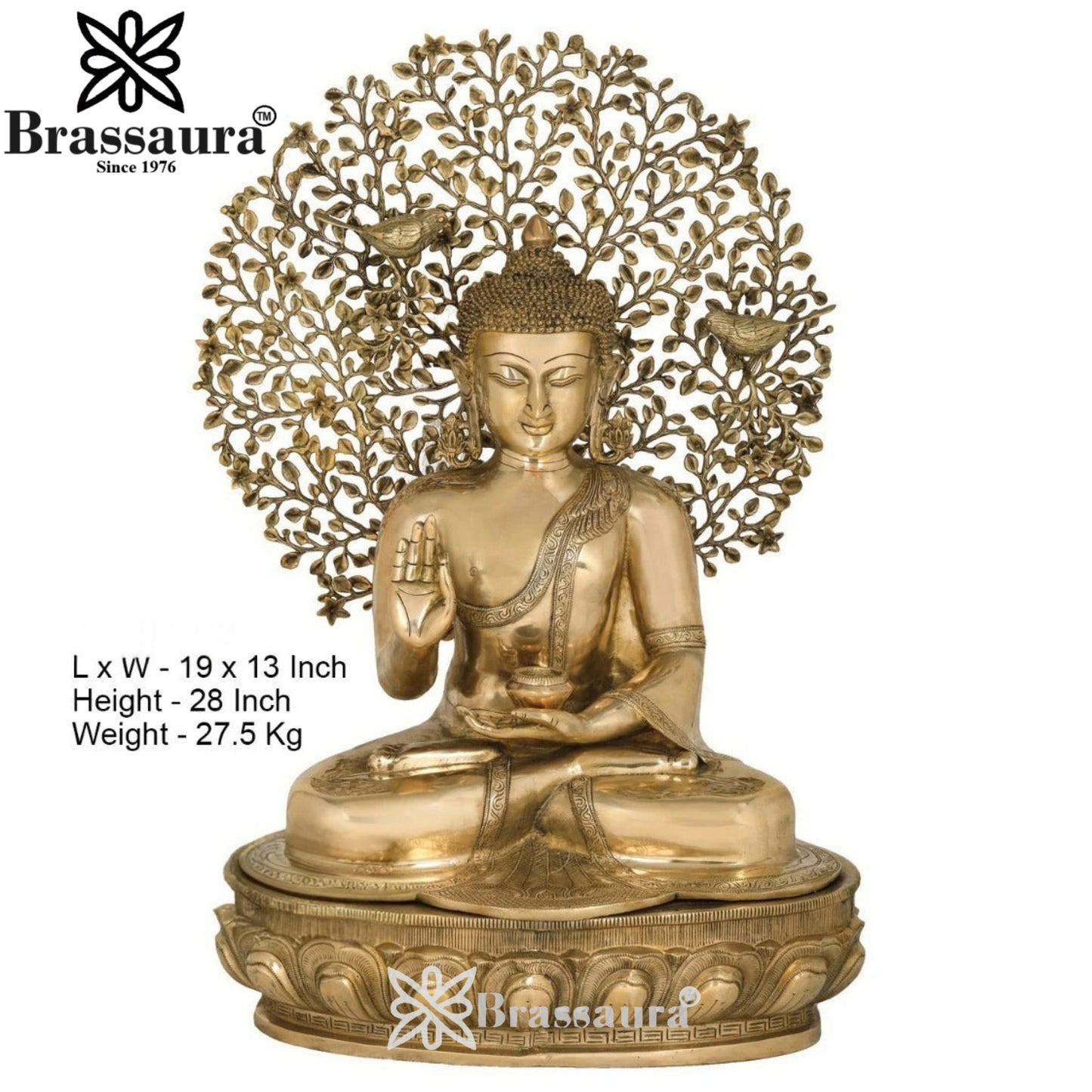 Brass Blessing Tree Buddha Weight 28 kg & Height 28 Inch