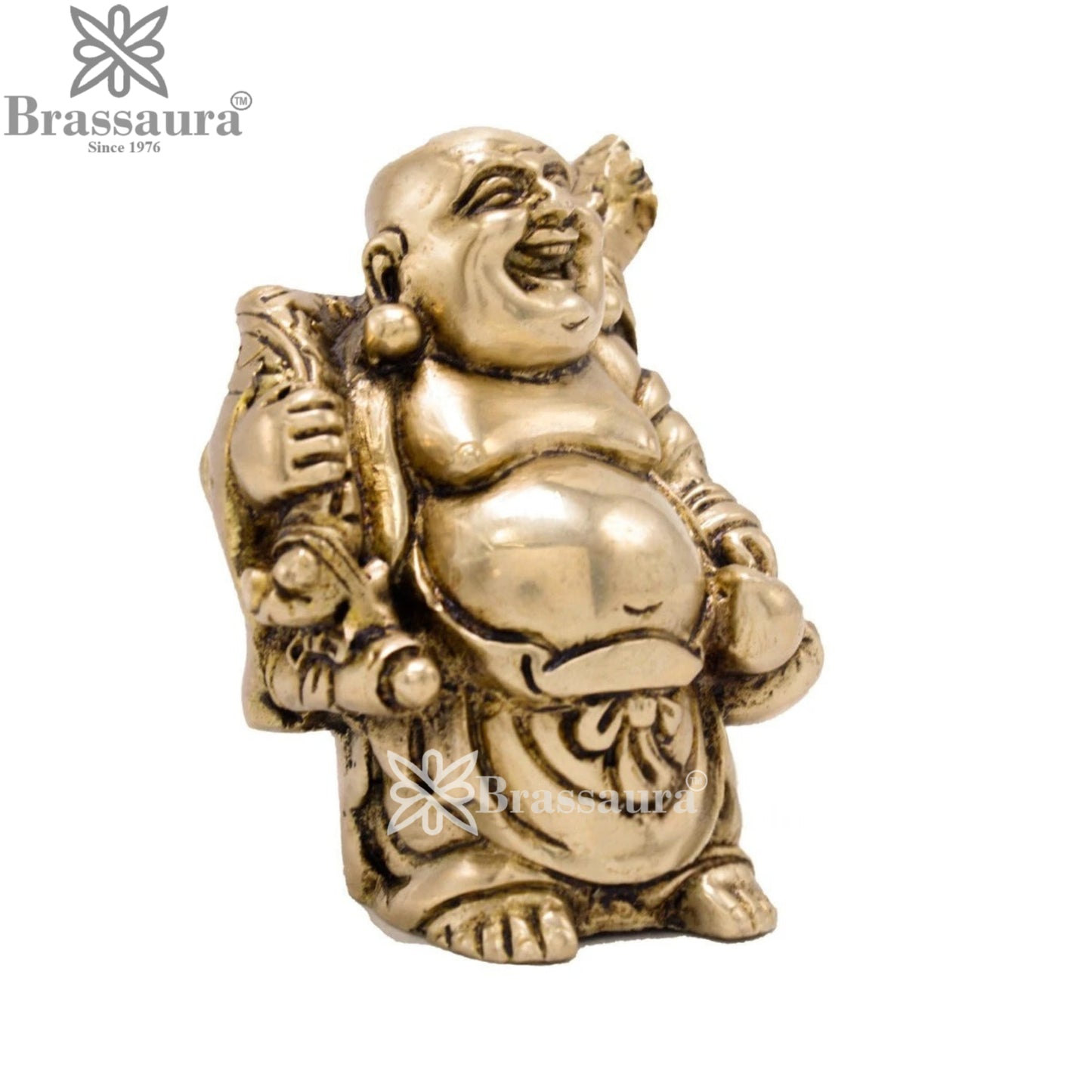 Brass Laughing Buddha Weight 0.4 kg & Height 3.5 Inch