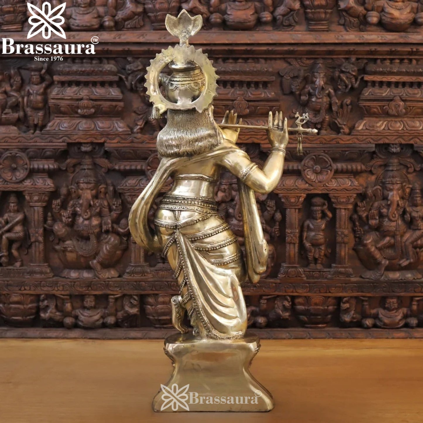 Brass Krishna Murti Weight 23.52 Kg And Height 36.5 Inch