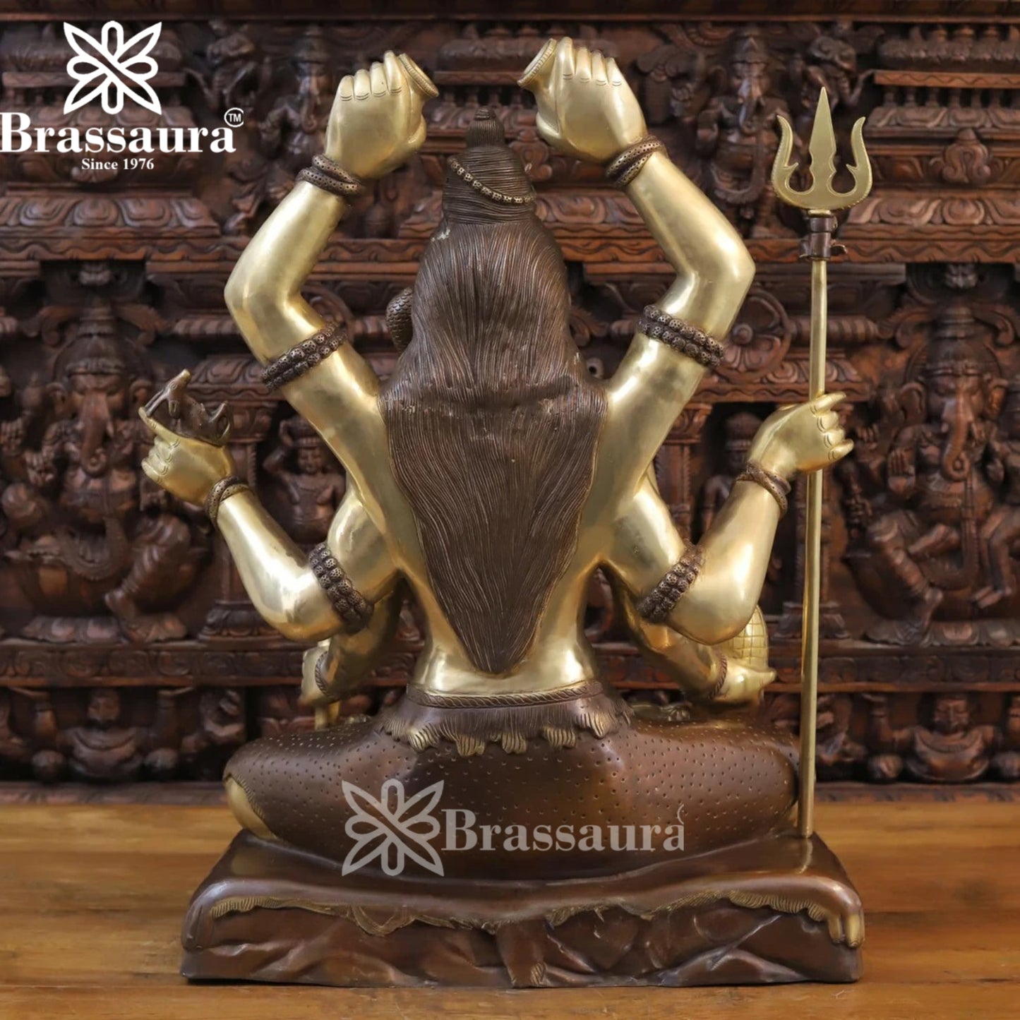 Brassaura™ Pure Brass Lord Shiva Murti – Height 12.4 Inches & Weight 46.8 Kgs | Devotional Idol