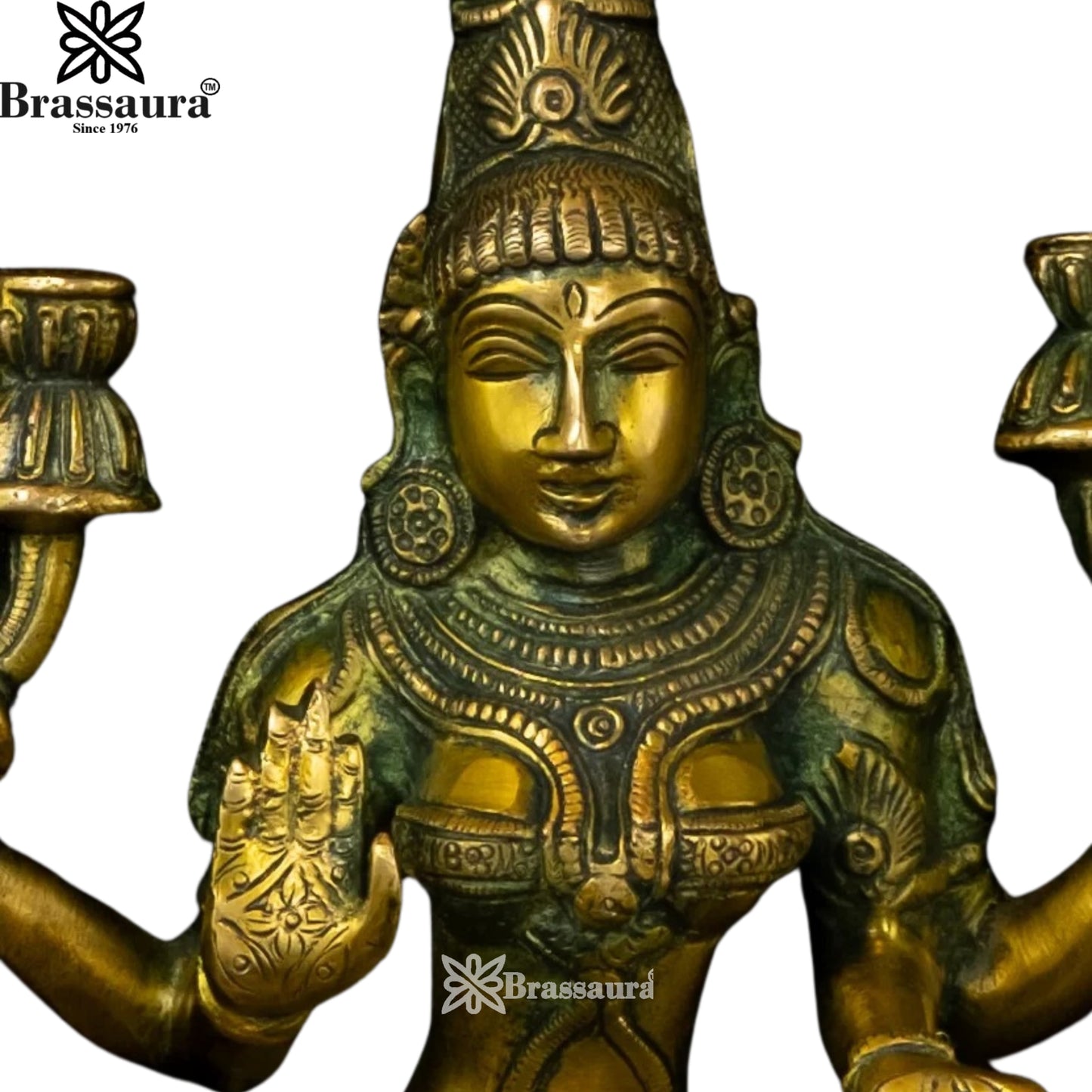 Brassaura™ Artistic Brass Laxmi Idol – Height 12 Inches & Weight 3.9 Kgs | Home & Puja Décor