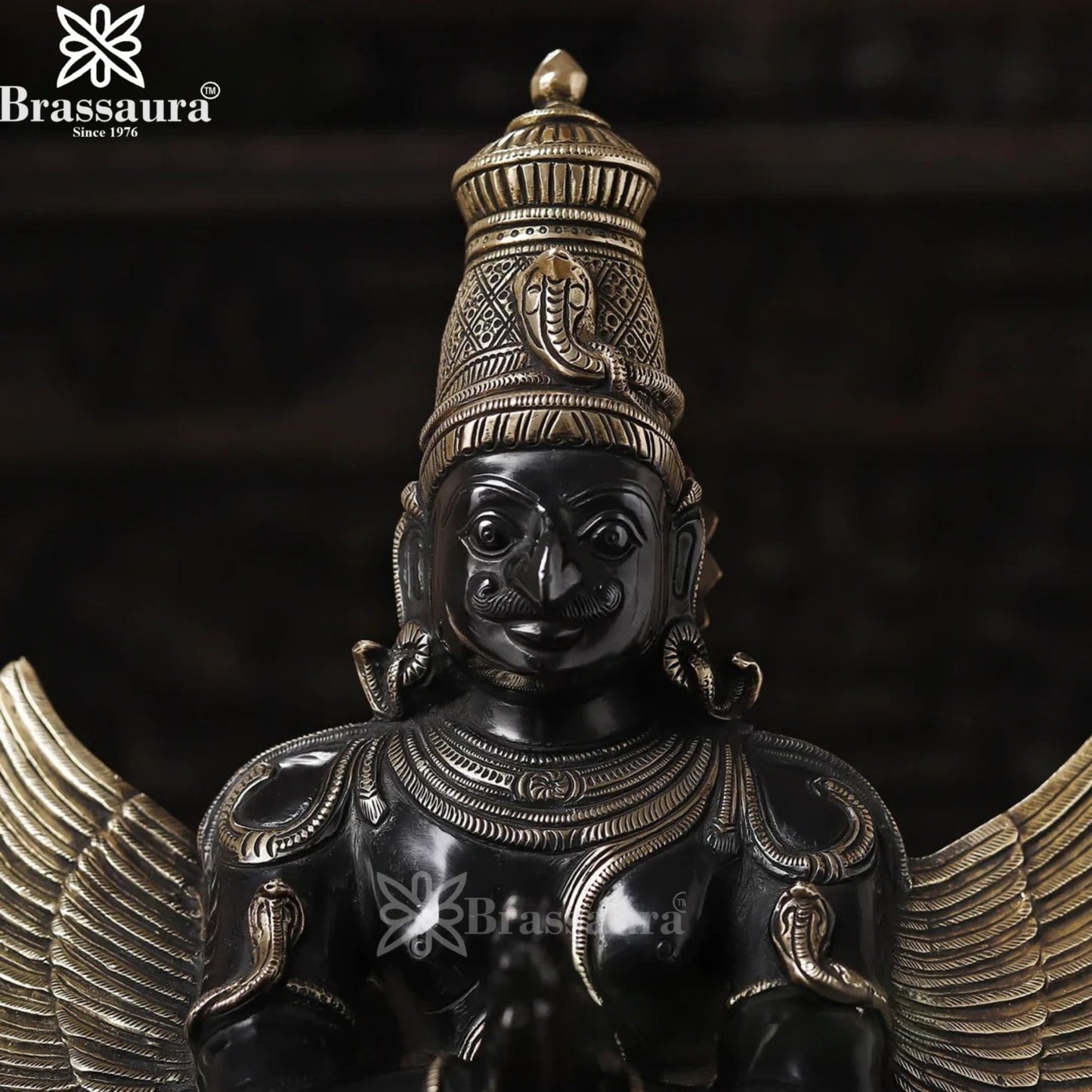 Brass Standing Garud Statue Weight 9.58 Kg And Height 22 Inch