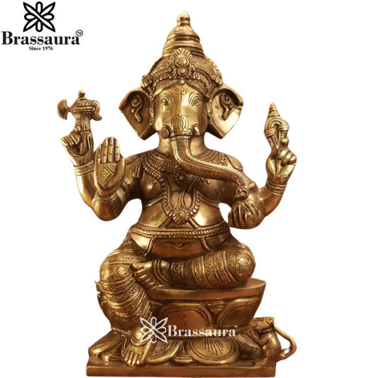 Brass Ganesha Statue Weight 5.35 Kg And Height 12.5 Inch