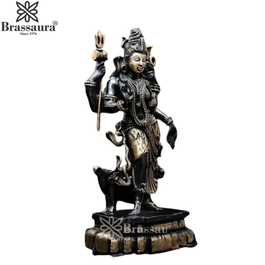 Brassaura™ Brass Ardhanarishwar Statue – Height 17.3 Inches & Weight 9.66 Kgs | Home Altar & Pooja Décor