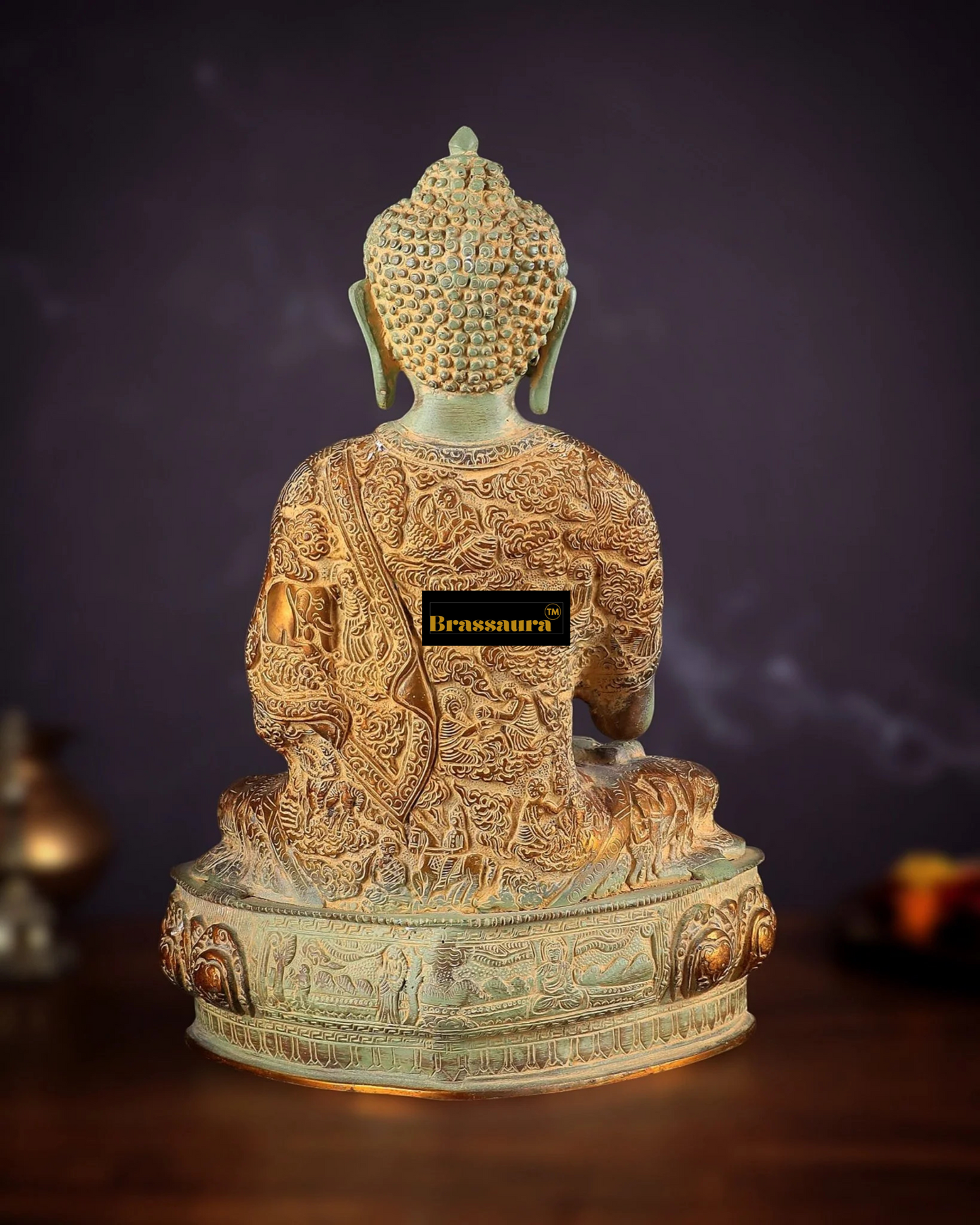 Brassaura™ Pure Brass Blessing Buddha Idol – Height 15 Inches, Weight 7.8 Kgs