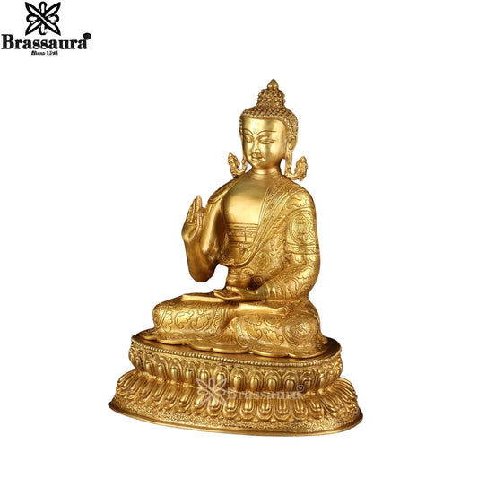 Brass Blessing Royal Golden Buddha Weight 9.6 kg & Height 16 Cm