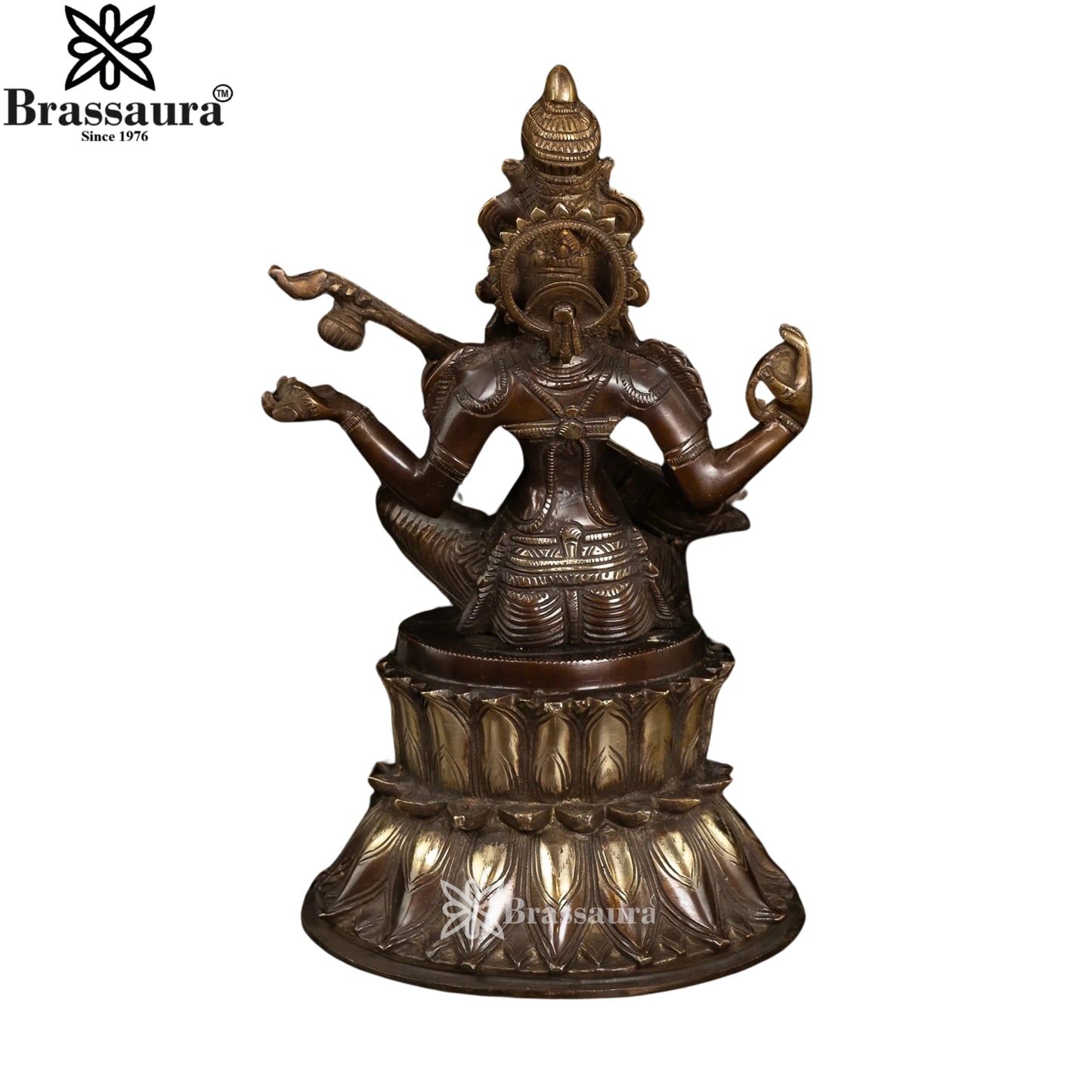Brass Saraswati Statue Weight 7.5 Kg And Height 14 Inch