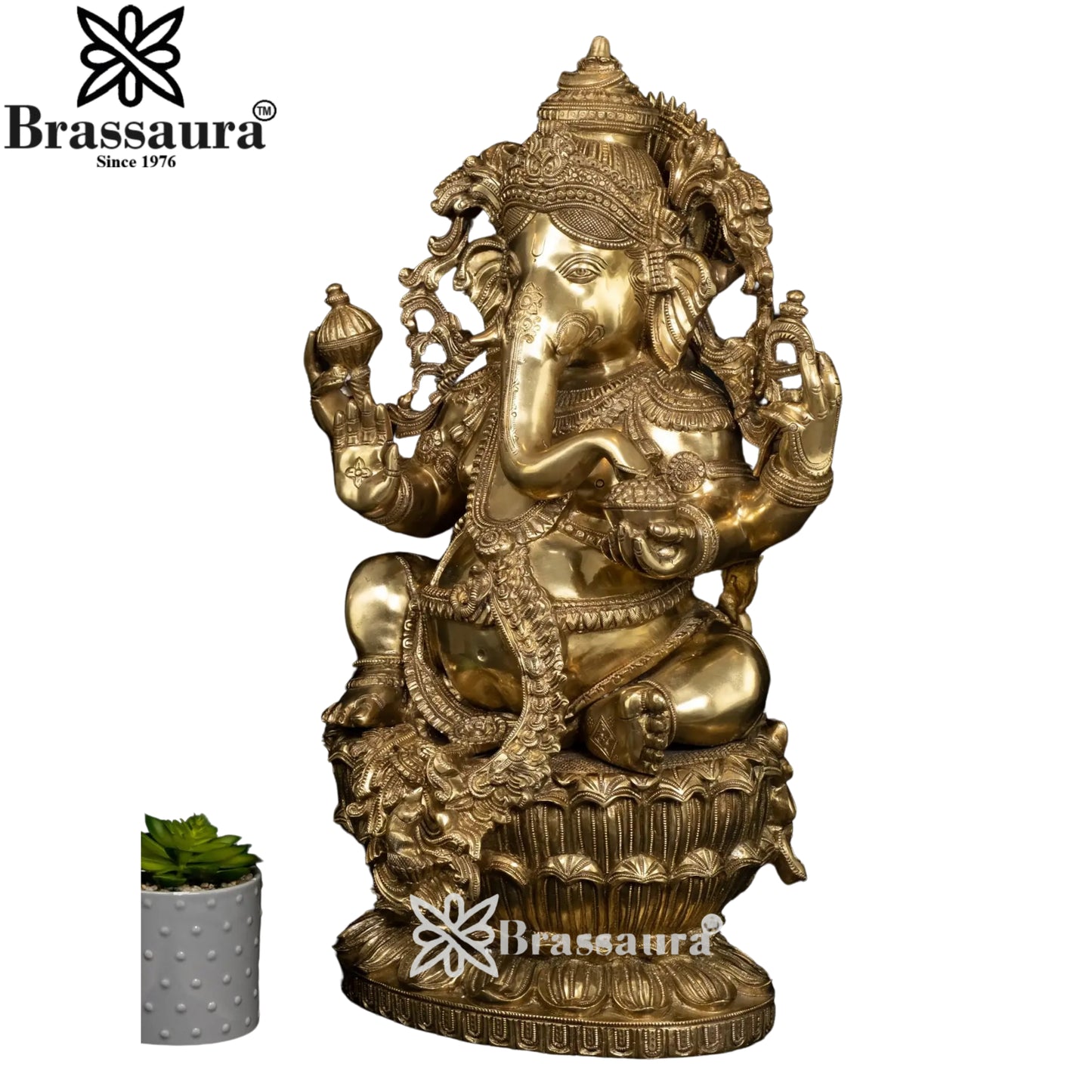 Brass Ganesha Statue Weight 34.5 Kg And Height 26 Inch