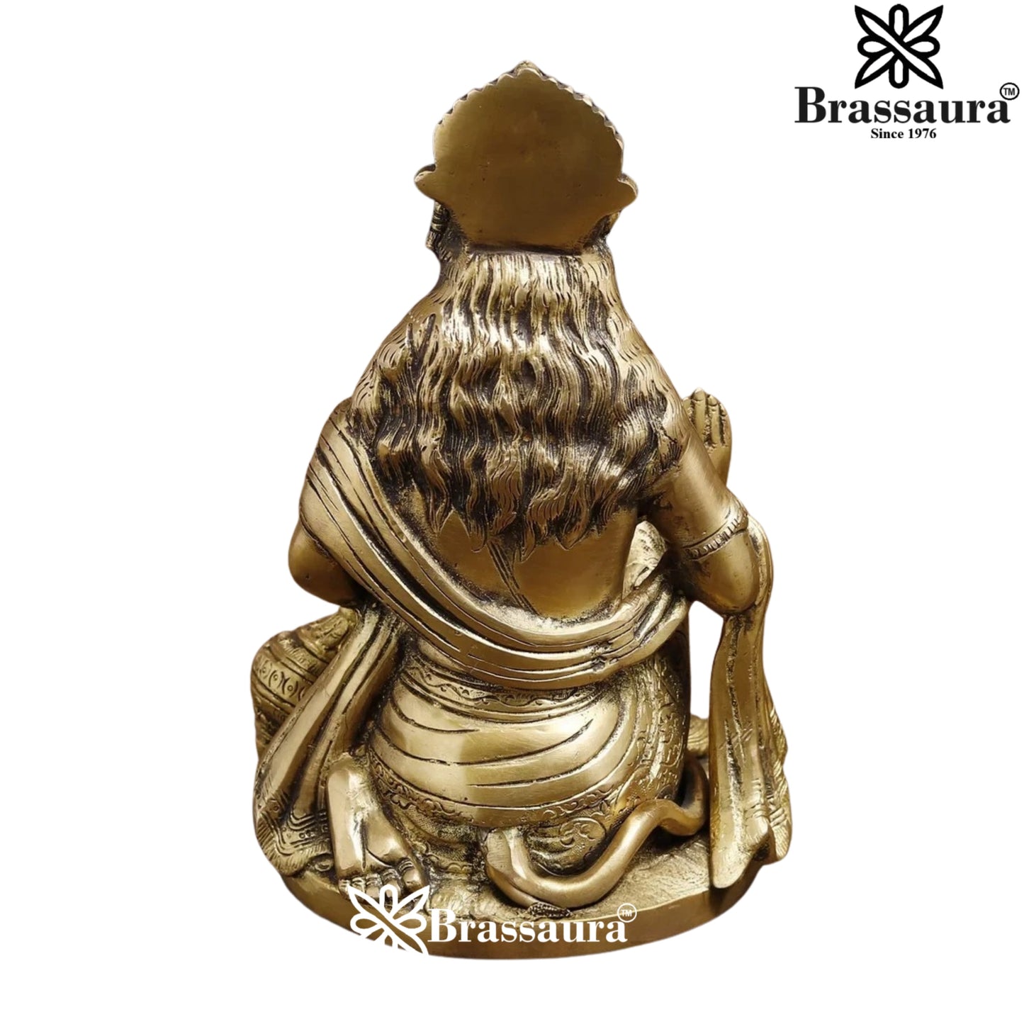 Brassaura™ Pure Brass Hanuman Idol – Sankat Mochan, Height 9 Inches & Weight 3.3 Kgs | Religious Décor