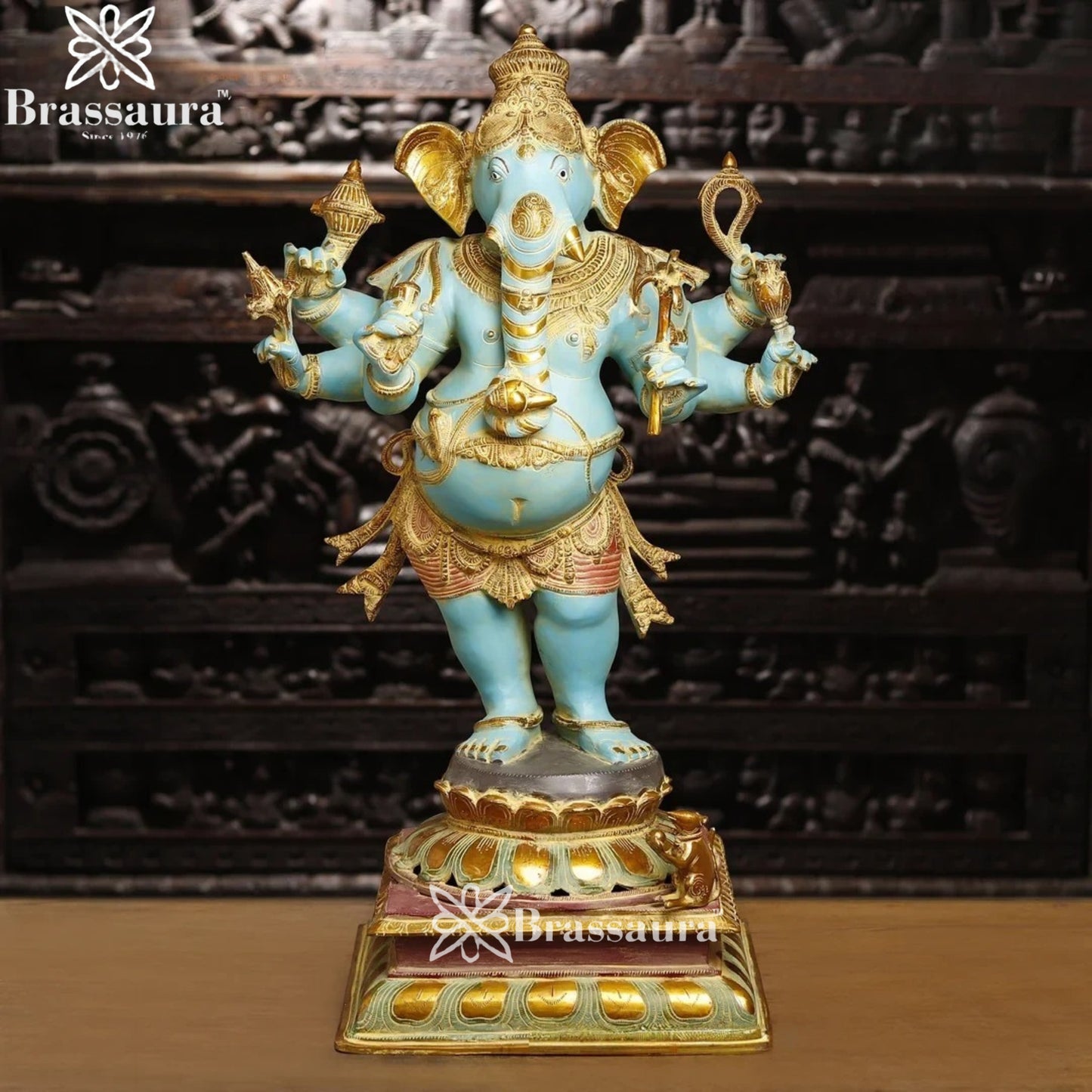 Brass Standing Ganesha Weight 45.7 Kg & Height 36 Inch