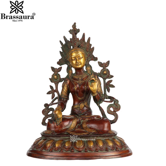 Brass Antique Tara Statue Weight 9.5 Kg And Height 18 Inch