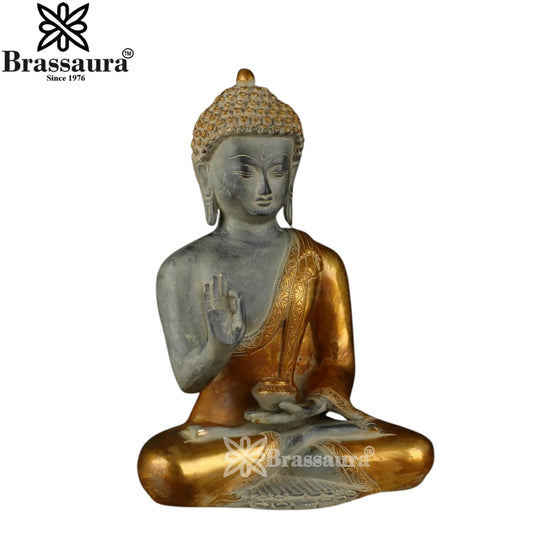 Brass Blessing Buddha Weight 5.4 kg & Height 12 Inch