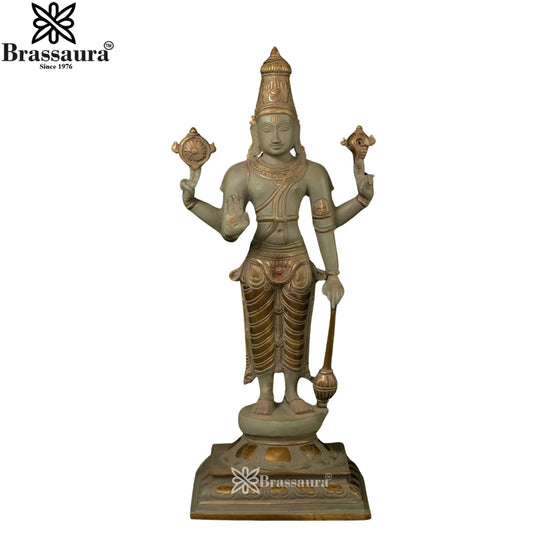 Brass Vishnu Statue Weight 7.3 Kg And Height 18 Inch