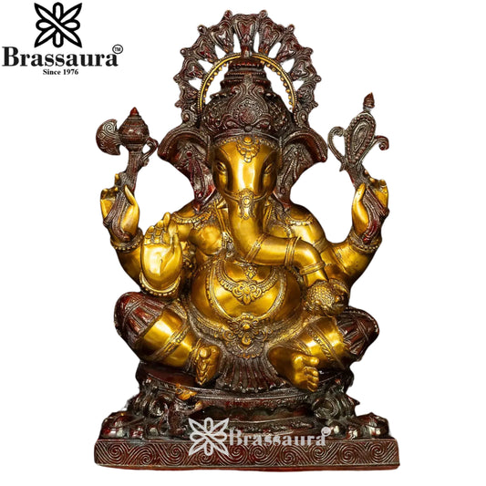 Brassaura™ Brass Ganesha Idol | Height 20 Inches & Weight 21.5 Kgs