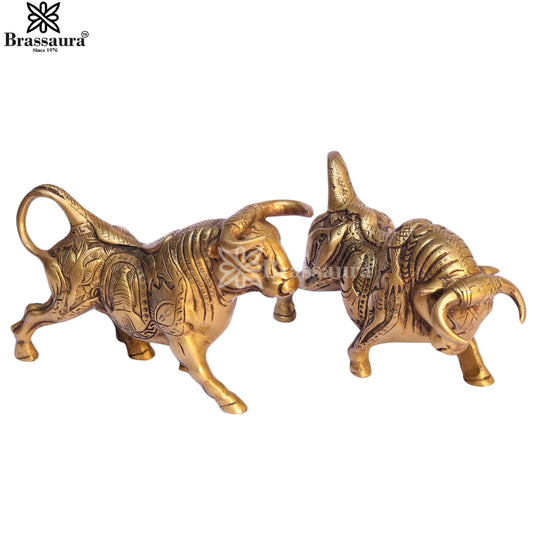 Brass Bulls Pair For Home Décor And Gift Items Weight 3.9 kg Height 6 Inch