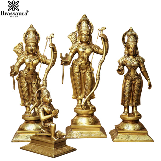 Brassaura™ Brass Ram Darbar Idol – Height 22 Inches & Weight 23.2 Kgs | Majestic Representation of Lord Ram’s Court