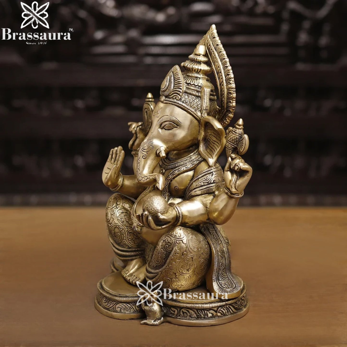 Brass Ganesha Weight 10.8 Kg & Height 15 Inch