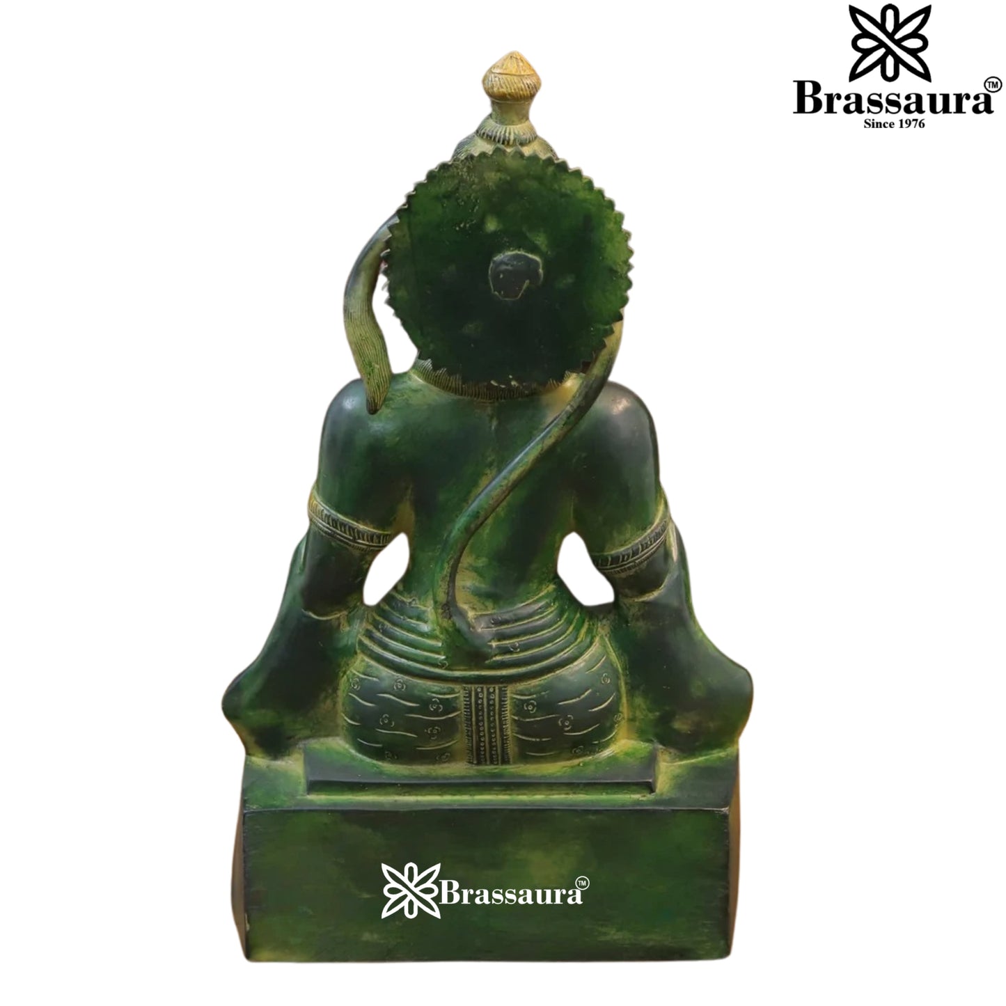Brass Green Patina Hanuman Statue Weight 14 Kg And Height 17.5 Inch