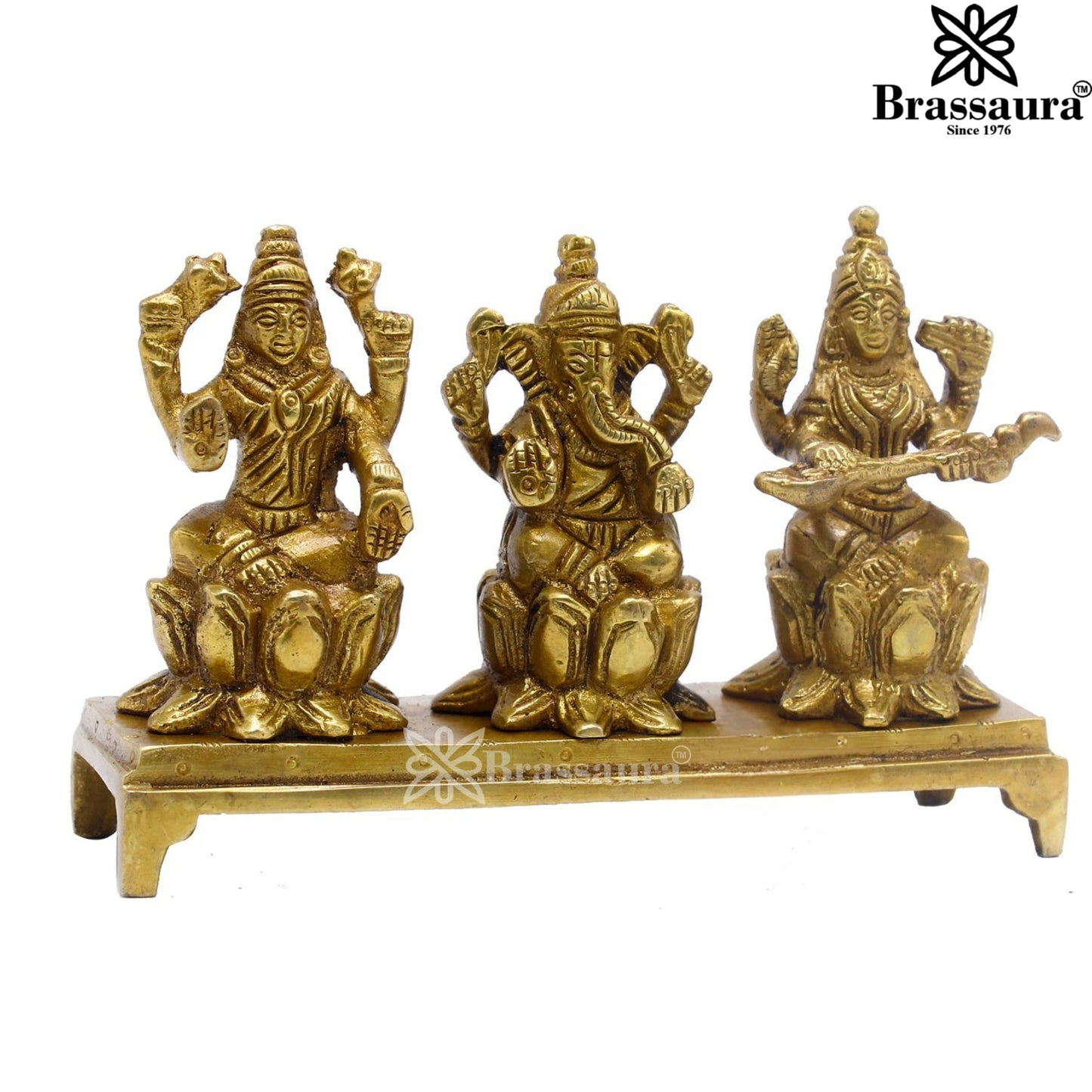 Brass Classic Lakshmi Ganesh Saraswati Weight 0.6 Kg & Height 3.25 Inch