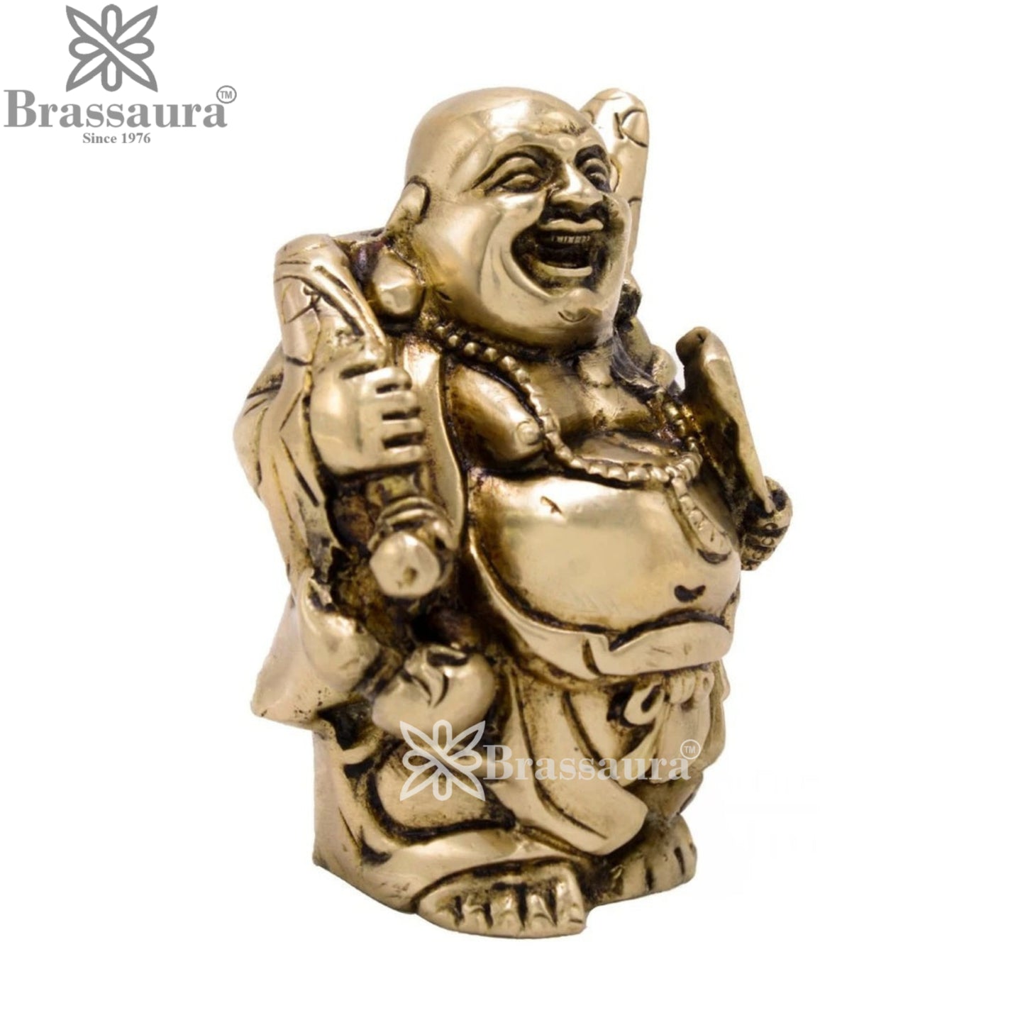 Brass Laughing Buddha Weight 0.4 kg & Height 3.5 Inch