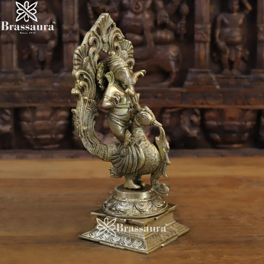 Brass Peacock Ganesha Weight 4.28 Kg & Height 14 Inch