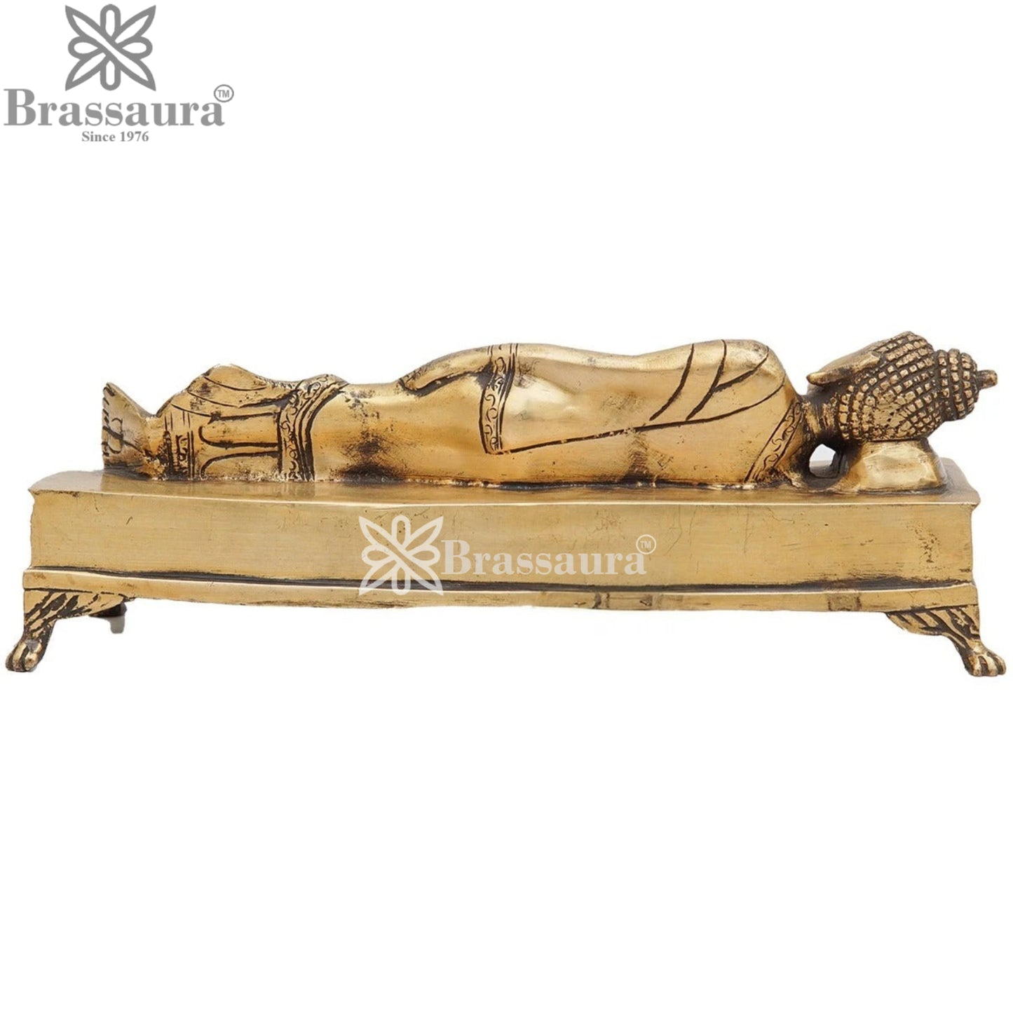 Brass Sleeping Buddha Weight 1.9 kg & Height 3 Inch