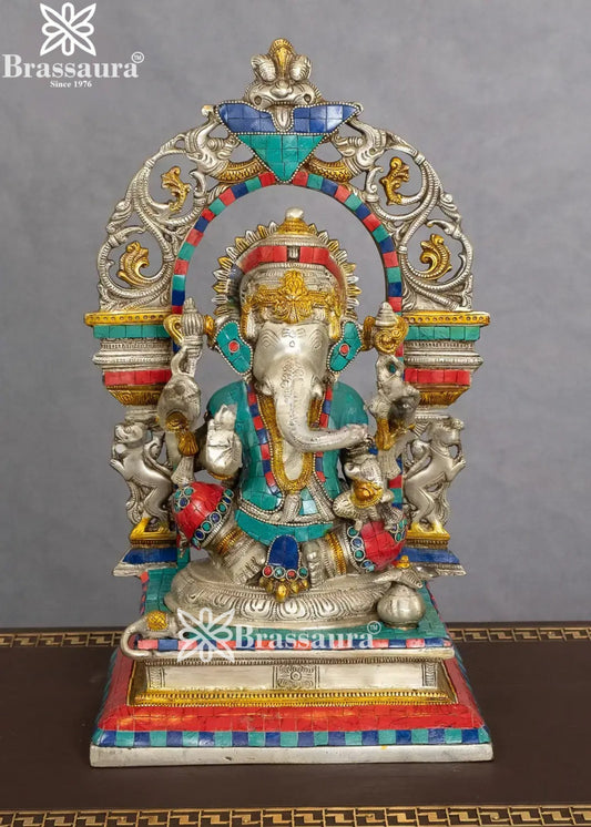 Brassaura™ Brass Ganesha Idol | Height 15 Inches & Weight 9 Kgs