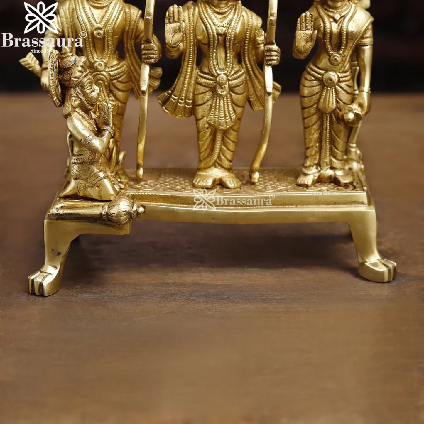 Brassaura™ Brass Ram Darbar Idol – Height 11.5 Inches & Weight 5.19 Kgs | Divine Depiction of Lord Ram, Sita, Lakshman & Hanuman