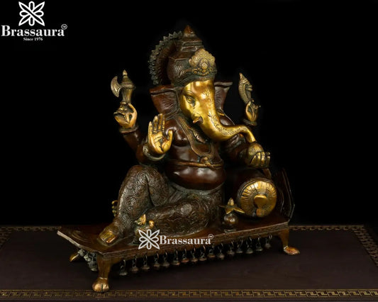 Brassaura Brass Ganesha Idol | Height 16 Inches