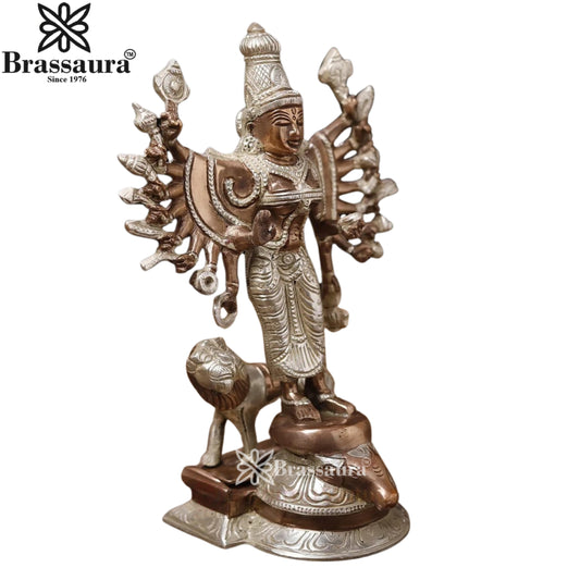 Brassaura™ Pure Brass Durga Mata Idol – 9.5 Inches, 2.84 Kgs | Majestic Home Decor
