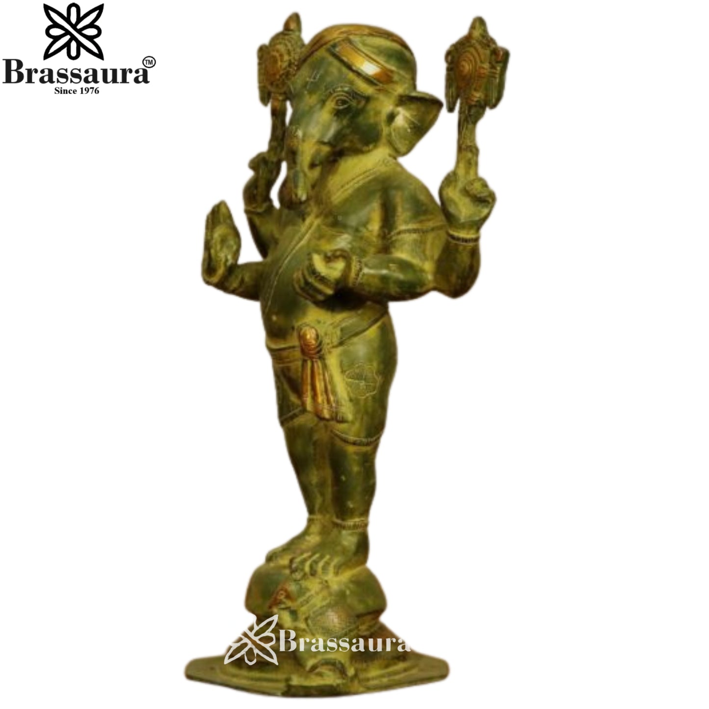 Brass Antique Bal Ganesha Statue Weight 6.6 Kg & Height 15 Inch