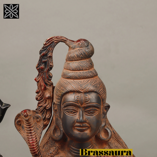 Brassaura™ शुद्ध पीतल की खड़ी शिव प्रतिमा – 23 इंच ऊँची, 12.450 किलोग्राम वज़न – हस्तनिर्मित भव्य मूर्ति