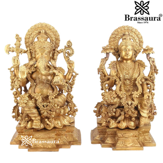 Brass Royal Golden Lakshmi Ganesh Weight 38 Kg & Height 22 Inch