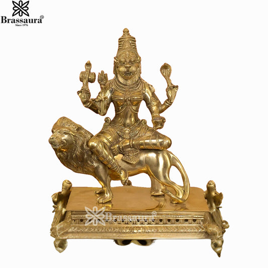 Brass Atharvana Bhadrakali Statue Weight 6.5 Kg And Height 14 Inch