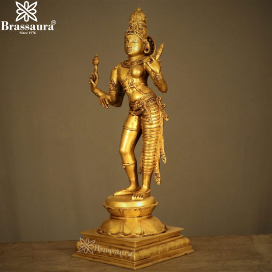 Brass Aardhnareshwar Statue Weight 10.8 Kg And Height 23.5 Inch