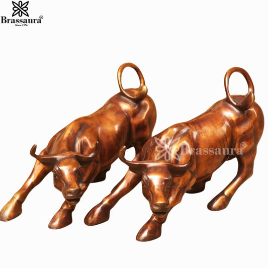 Brass Bull Pair For Home Décor And Gift Items Weight 7.6 kg Height 10 Inch