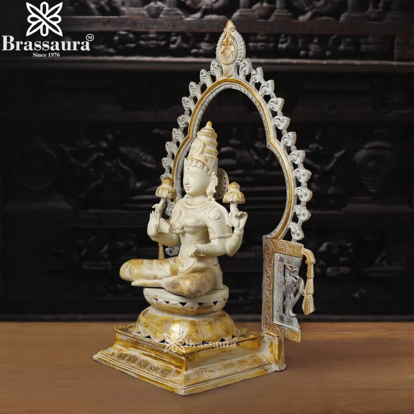 Brass Lakshmi Murti Weight 32.18 Kg And Height 32.5 Inch