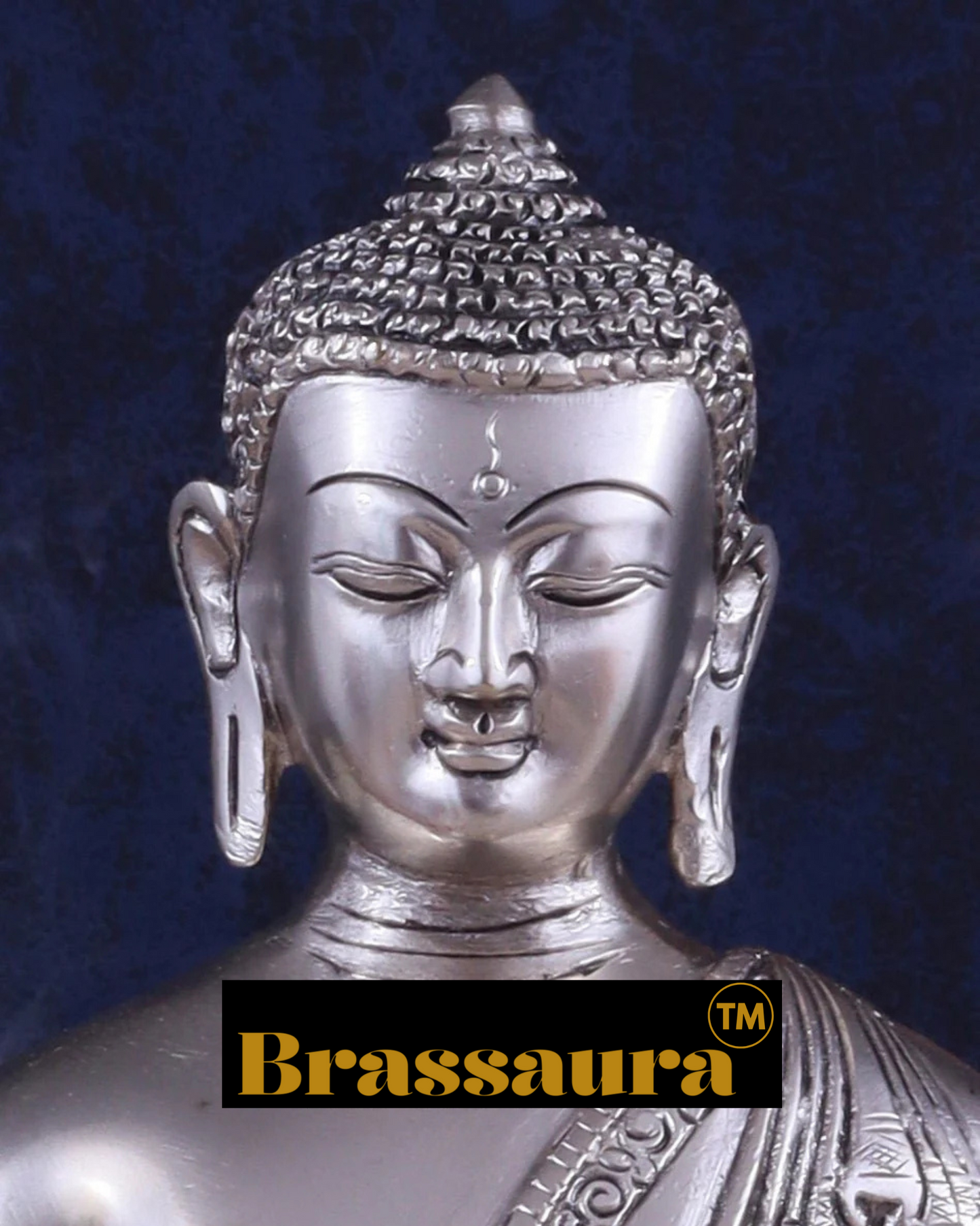 Brassaura™ Pure Brass Buddha Blessing Mudra Statue – Height 10 Inches, Weight 3.61 Kgs