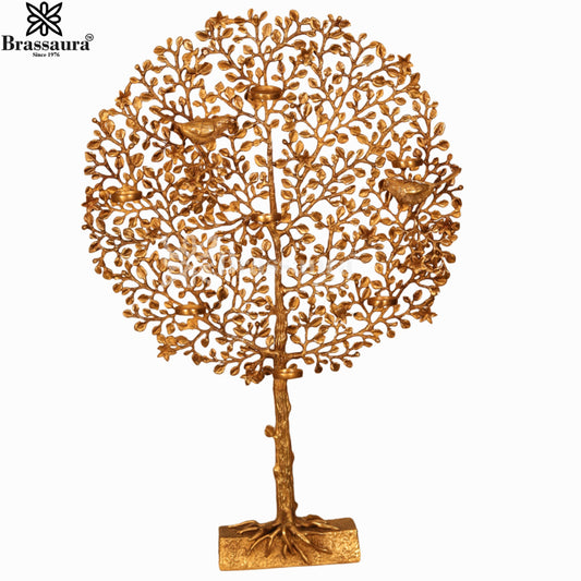 Brassaura™ Brass Kalpavriksha Tree – Height 35 Inches & Weight 12 Kgs | Sacred Wish-Fulfilling Tree Sculpture for Home & Temple Décor