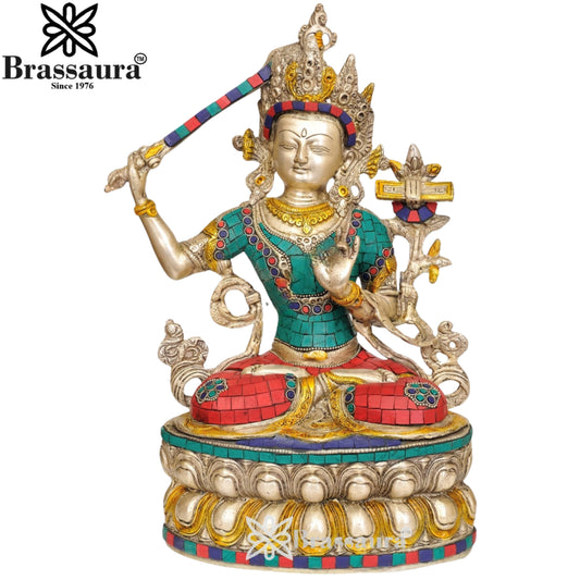 Brass Gem Stone Work Tara Weight 4 Kg & Height 14 Inch