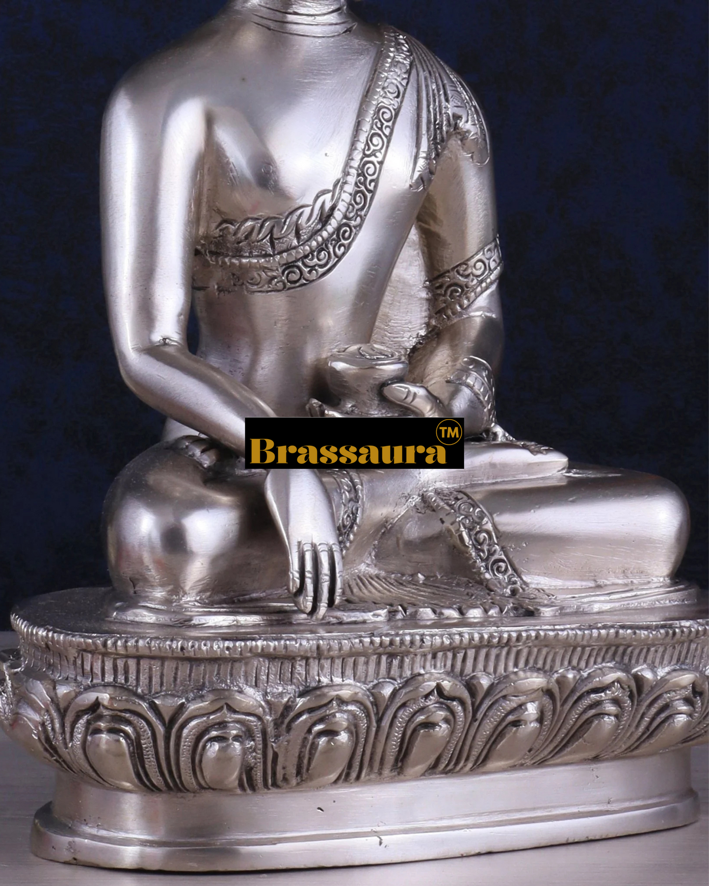 Brassaura™ Pure Brass Buddha Blessing Mudra Statue – Height 10 Inches, Weight 3.61 Kgs