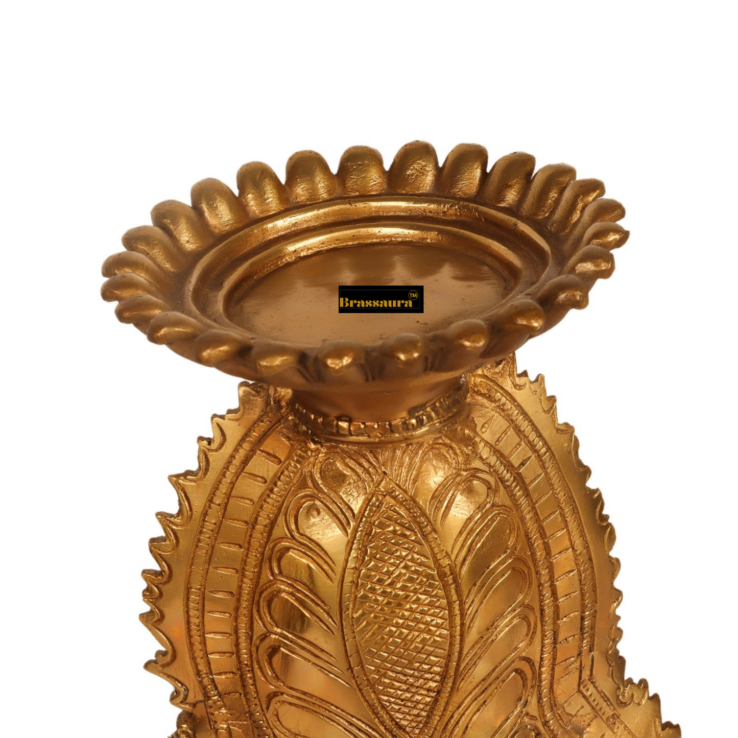 Brassaura™ Brass Buddha Candle Stand – Height 12 Inches | Weight 3.5 Kgs | Home & Meditation Decor